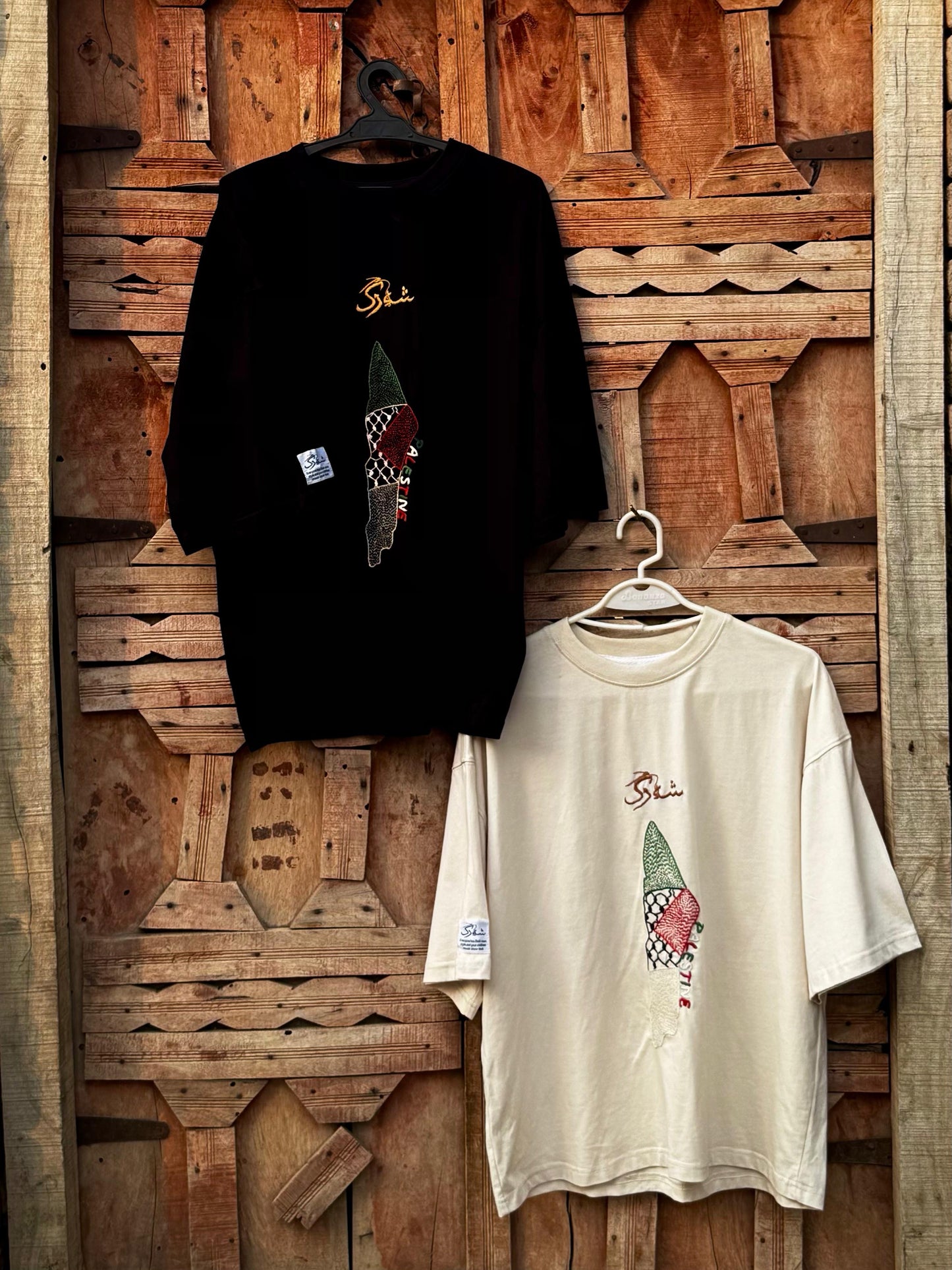 PALESTINE HAND EMBROIDERED DROP SHOULDER SHIRTS