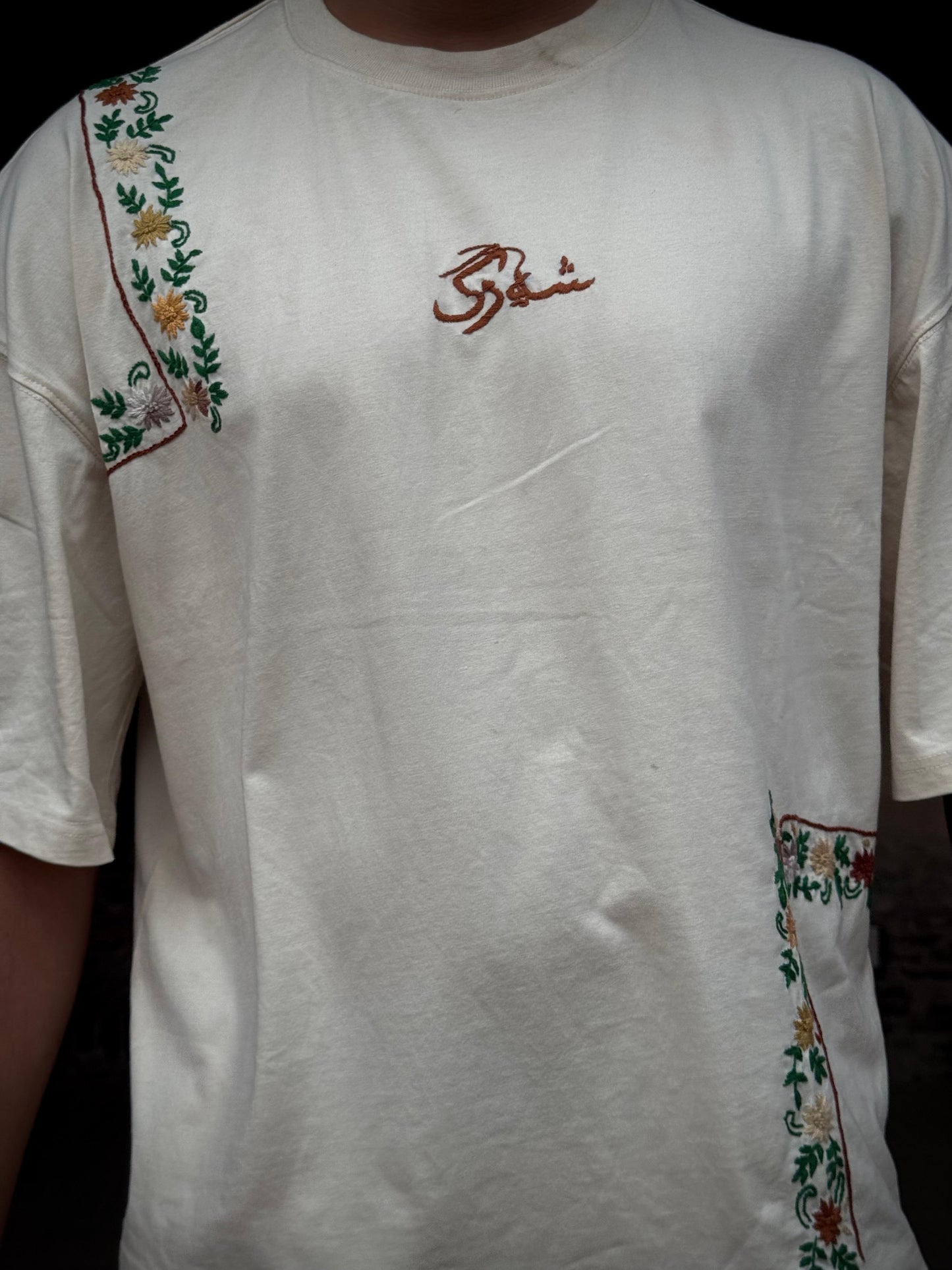 Drop Shoulder Embroided Shirt for UNISEX