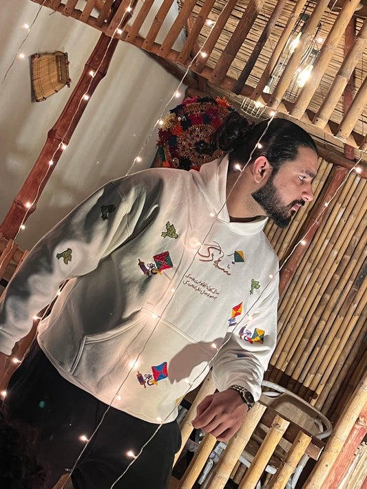 BASANT HAND EMBROIDERED SPECIAL HOODIE.🌜Delivery in Lahore With in Three Days🌛