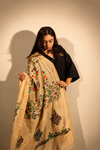vory & Beige Floral Embroidered Silk-Blend Shawl