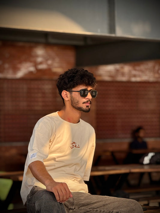 Drop Shoulder Shirts With Hand Embroided LOGO