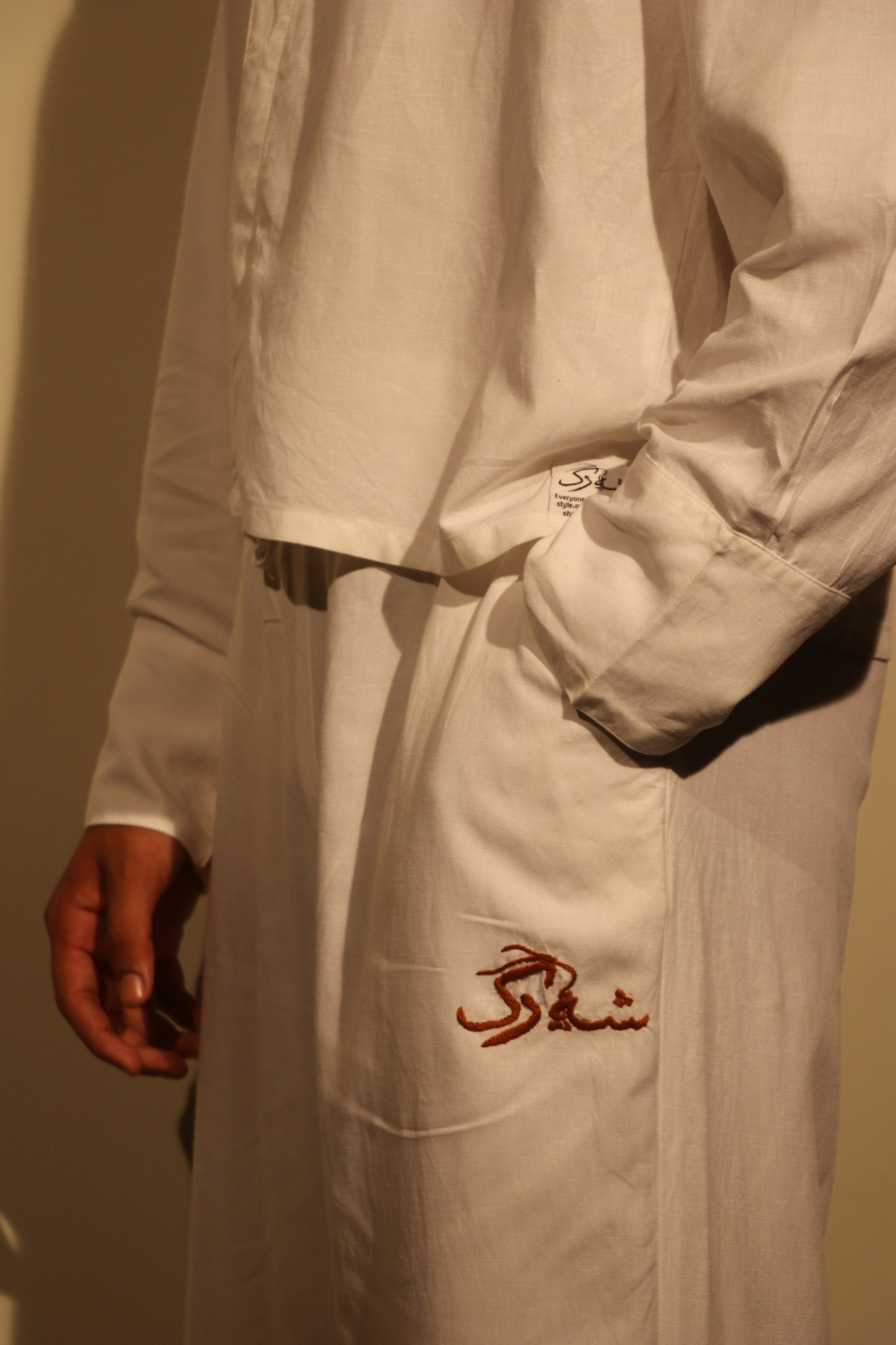 Ivory Calligraphy Open-Collar Unisex Shirt