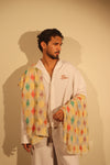 Ivory & Gold Multi-Color Geometric Embroidered Stole