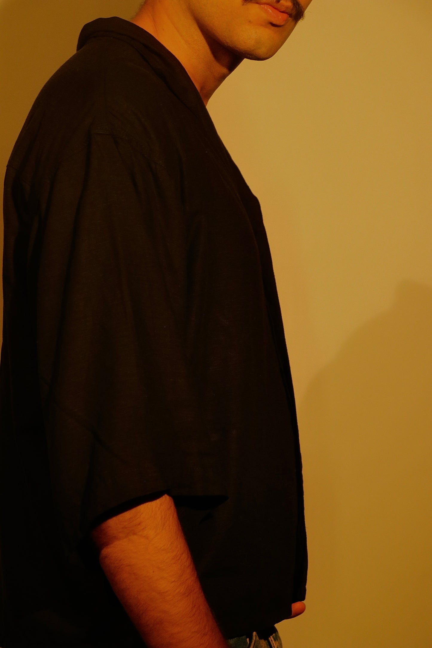 Unisex Embroidered Cuban Collar Shirt – Onyx Black