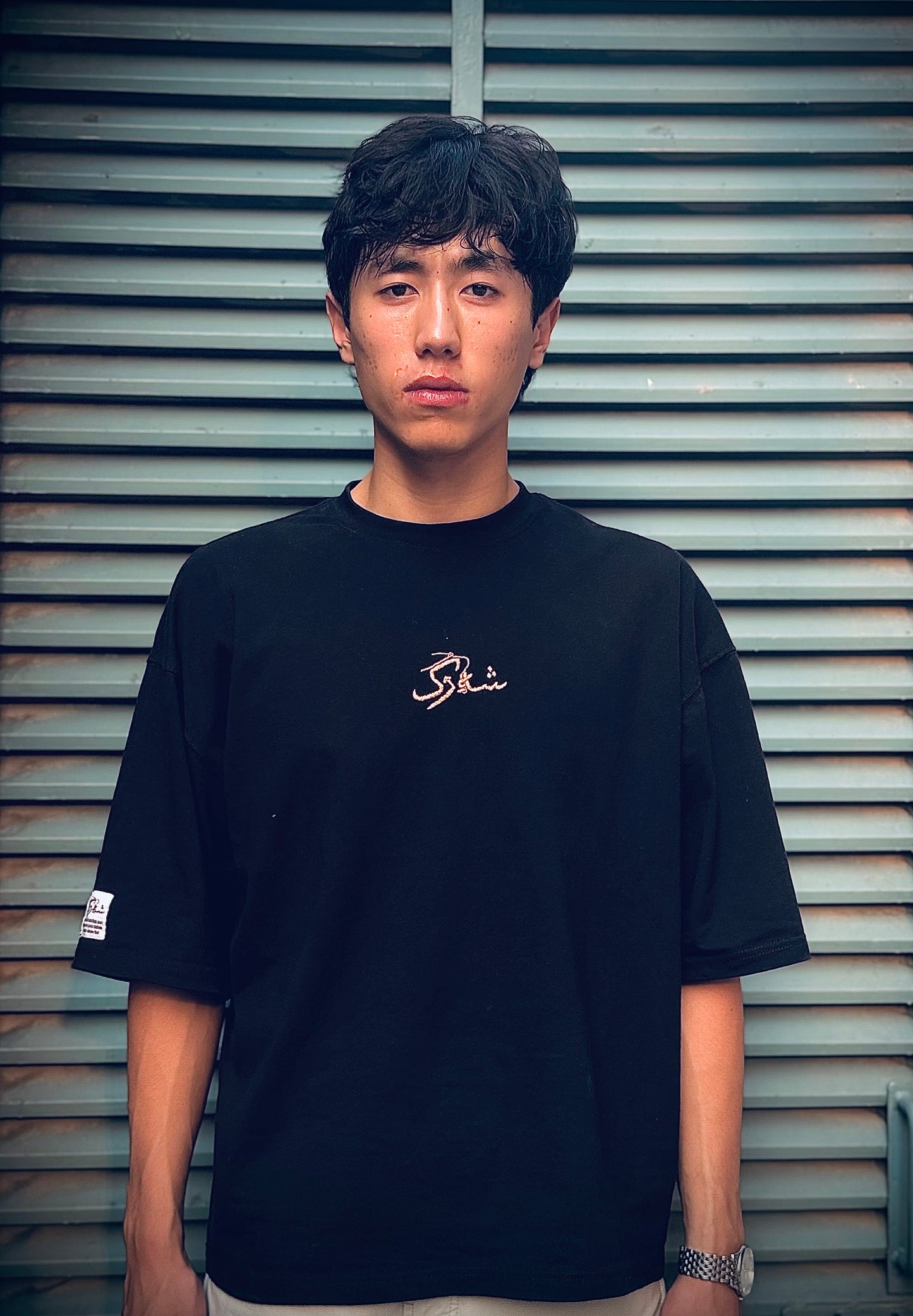 Drop Shoulder Shirts With Hand Embroidered LOGO