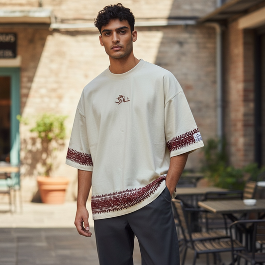 BLOCHI DROP-SHOULDER SHIRT WITH HAND EMBROIDERY