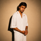 Calligraphy & Peacock Embroidered white shirt