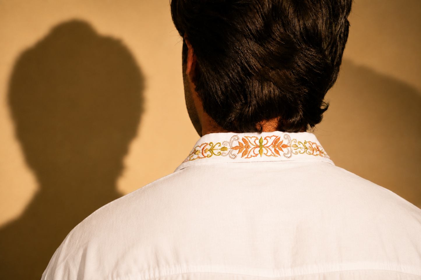 Calligraphy & Peacock Embroidered white shirt