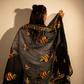 Midnight Sheer Embroidered Shawl – Feather & Floral Collection