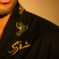 Calligraphy & Peacock Embroidered Black shirt