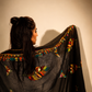 Midnight Sheer Embroidered Shawl – Feather & Floral Collection