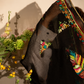 Midnight Sheer Embroidered Shawl – Feather & Floral Collection