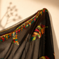 Midnight Sheer Embroidered Shawl – Feather & Floral Collection