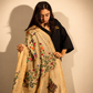 vory & Beige Floral Embroidered Silk-Blend Shawl