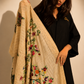 vory & Beige Floral Embroidered Silk-Blend Shawl