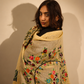 vory & Beige Floral Embroidered Silk-Blend Shawl