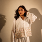 Ivory Botanical Embroidered Linen Shirt Set