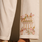 Ivory Embroidered Baggy Wide-Leg Trousers