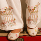 Ivory Embroidered Baggy Wide-Leg Trousers