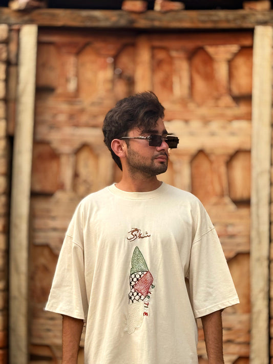 PALESTINE HAND EMBROIDERED DROP SHOULDER SHIRTS