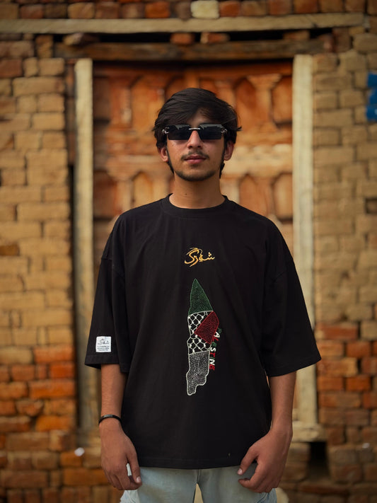 PALESTINE HAND EMBROIDERED DROP-SHOULDER SHIRTS