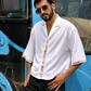 Ivory Placket & Cuff Embroidered Resort Shirt
