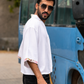 Ivory Placket & Cuff Embroidered Resort Shirt