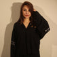 Midnight Black Urdu Calligraphy Embroidered Shirt