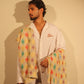 Ivory & Gold Multi-Color Geometric Embroidered Stole