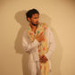 Ivory & Gold Multi-Color Geometric Embroidered Stole