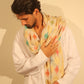 Ivory & Gold Multi-Color Geometric Embroidered Stole