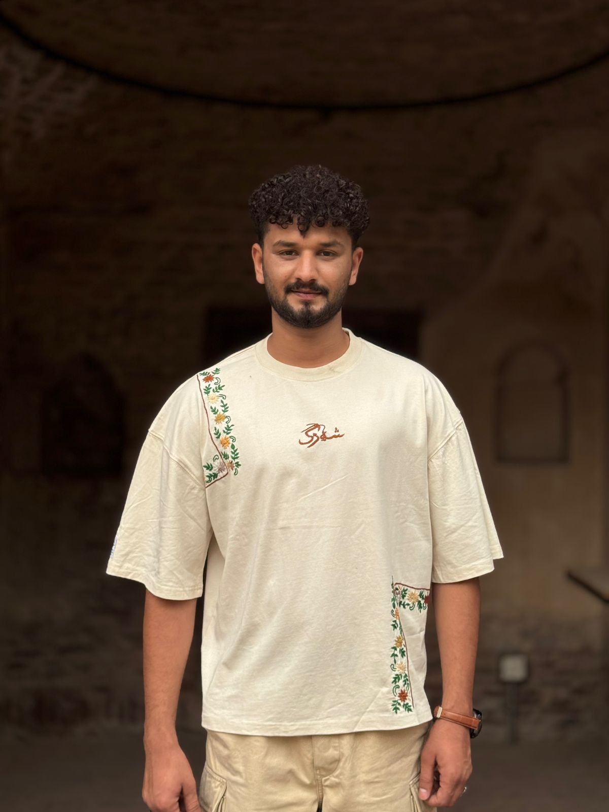 Drop Shoulder Embroided Shirt for UNISEX